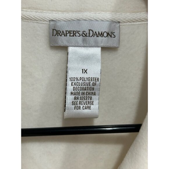 Drapers & Damons HolidayThemed Fleece Vest 1X Polyester Sleeveless Zip-Up White - Picture 5 of 8